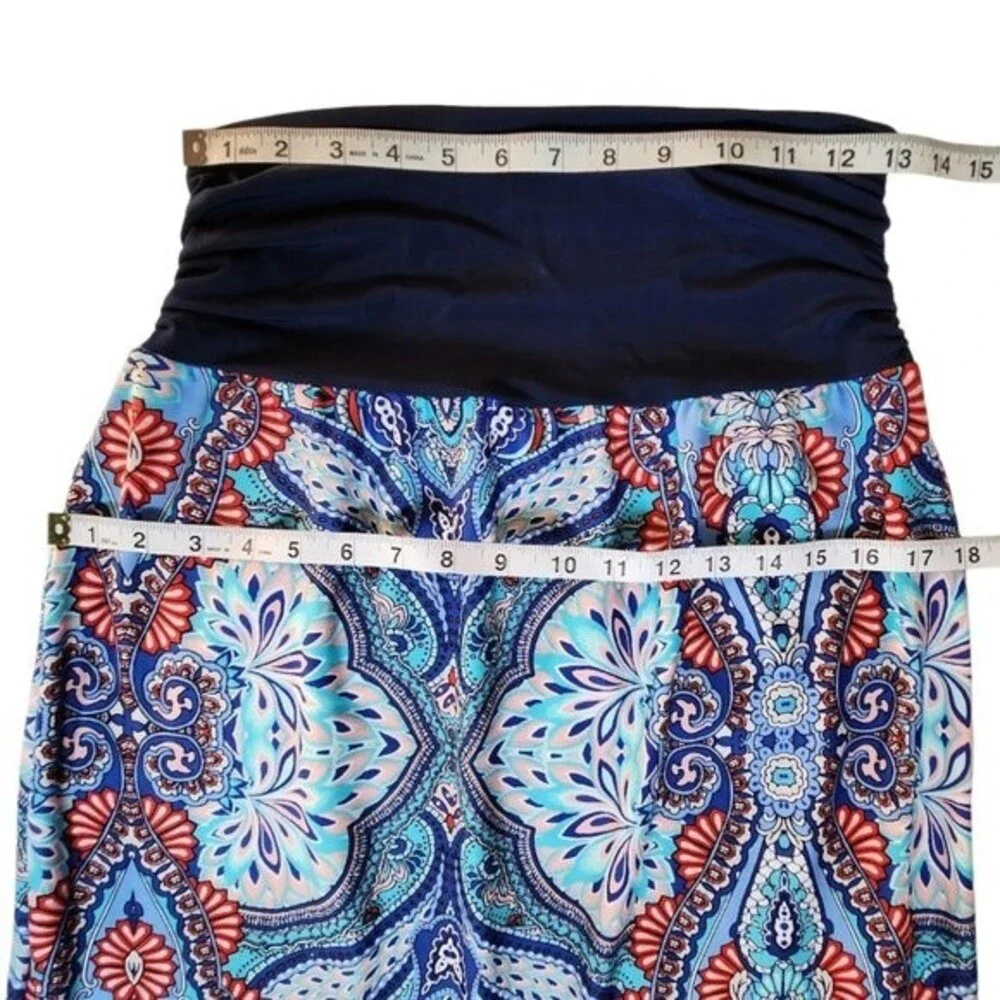 Apt 9 blue paisley floral stretchy maxi skirt sz L